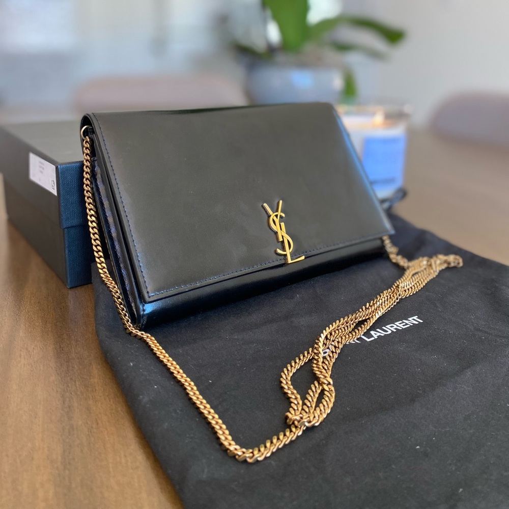 Glossy Leather YSL Wallet on a Chain